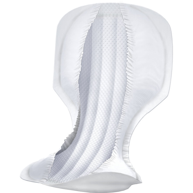 The close-up of the ABENA Man Special, Premium | package (23 pieces) by Abena Re-Seller GmbH shows the contoured, textured surface with rounded edges and raised sides for optimal leakage protection.