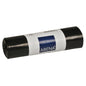 A roll of black garbage bags with a white-blue print of the brand Abena Re-Seller GmbH labeled "Trash bags for Sækko Boy 120, 35 my LLDPE".