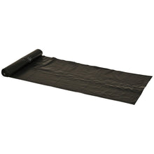 A partially unrolled roll of Abena Re-Seller GmbH garbage bags 120 L (700x1050 mm, 30 my LLDPE, Black, roll with 10 bags) is depicted on a solid white background.