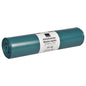 A roll of Abena Re-Seller GmbH trash bags 120 L (700x1100 mm, 76 my LDPE, Blue) contains 15 bags and is equipped with a white label featuring German and English information.