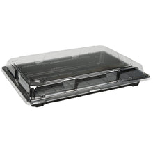 The Sushi-to-go Combo Pack from Abena Re-Seller GmbH is a black, rectangular tray with a clear plastic lid, ideal for packaging and transporting sushi-to-go, fresh sushi, and other ready-to-eat foods.