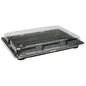 The Sushi-to-go Combo Pack from Abena Re-Seller GmbH is a black, rectangular tray with a transparent plastic lid, ideal for packaging and transporting sushi-to-go, fresh sushi, and other ready-to-eat foods.