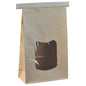 The closure bag with a viewing window from Abena Re-Seller GmbH made of brown paper stands upright against a white background - thanks to the rectangular window and fold closure, it's ideal for an attractive product presentation.
