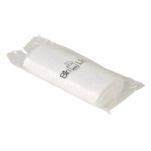 A roll with 20 white Bin Line bags 40 L (600x900 mm, 10 my LLDPE) from Abena Re-Seller GmbH, in a transparent plastic packaging with the print "Bin Lin" and a garbage bin image on the outside.