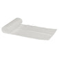 A roll of Abena Re-Seller GmbH trash bags for Sækko Boy 120, 35 my LLDPE white plastic trash bags is partially unrolled and shows several connected bags lying flat on a white background.