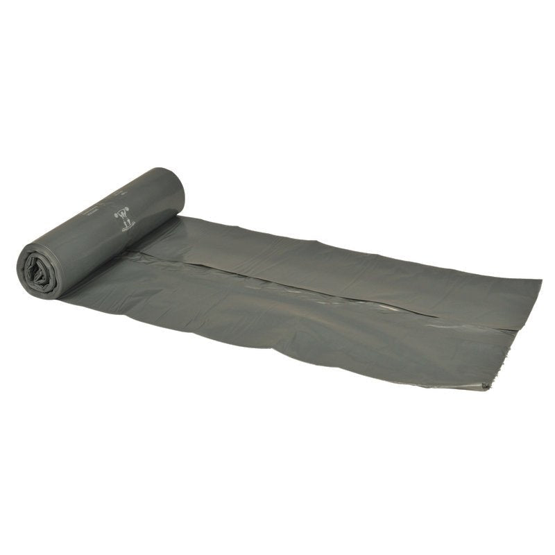 A roll of garbage bags for Sækko Boy 40, 35 my LLDPE from Abena Re-Seller GmbH is partially unrolled, with an extended bag visible on a white background.