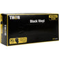 A black-yellow box with the inscription "Thor Black Vinyl, Vitrile Blend, Powder-Free" from Abena Re-Seller GmbH contains 100 XL disposable gloves with a durable Vitrile blend and detailed branding on the front.