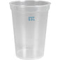 The transparent reusable drinking cup made of PP by Abena Re-Seller GmbH stands empty and upright against a white background. It is dishwasher safe, environmentally friendly, and perfect for sustainable use.