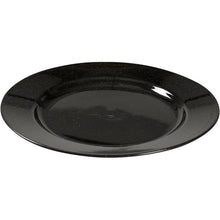 The reusable plate, black, from Abena Re-Seller GmbH is a round, glossy black plate with a subtly raised rim—an eco-friendly alternative for your table, featuring a simple design on a white background.
