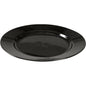 The reusable plate, black from Abena Re-Seller GmbH is a round, glossy black plate with a subtly raised edge - an eco-friendly alternative for your table, depicted in a simple design on a white base.