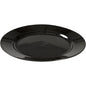 The Abena Re-Seller GmbH reusable plate, black is characterized by a glossy, black speckled surface and a round design - an eco-friendly alternative for stylish dining, depicted on a white background.