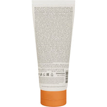 A 100ml tube of Bambo Nature SPF50 sunscreen, color- and fragrance-free, from Abena Re-Seller GmbH, with an orange cap, viewed from the back. The light packaging shows dense black text, symbols, barcode, and company information.