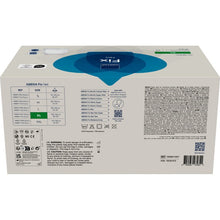 The back of an ABENA Fix Net incontinence briefs package from Abena Re-Seller GmbH features size information, usage instructions, diagrams, multilingual instructions, a barcode, and warning labels. The predominantly white box features blue and green accents typical of incontinence products.