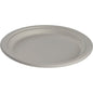 A simple, round plate, Bagasse, White by Abena Re-Seller GmbH is depicted on a white background. This biodegradable disposable plate made from compostable material is an eco-friendly choice for any occasion.