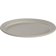 An oval, white bagasse plate (20 x 26 cm) from Abena Re-Seller GmbH, photographed against a white background. This eco-friendly plate comes in a pack of 50 and is ideal for eco-conscious events.