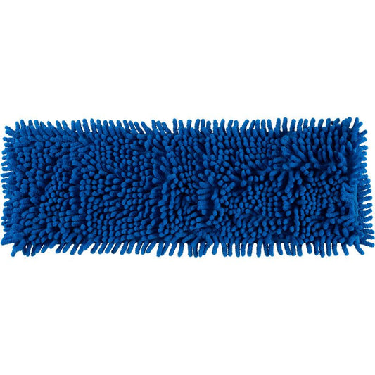 The Abena Re-Seller GmbH microfiber mop ENA Chenille is a rectangular blue mop with dense, textured microfiber strands for effective floor cleaning.