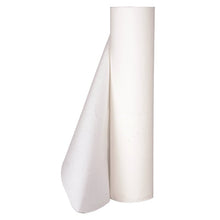 A large roll of Abena Re-Seller GmbH Perforated Bed Pads, 2-ply, 50 cm x 50 m, white (box of 9 packs), unrolled from one edge, stands upright against a plain white background.