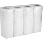 A carton from Abena Re-Seller GmbH contains 8 packs of kitchen rolls, each with four 2-ply white rolls (26 cm x 14 m), absorbent and wrapped in clear foil.