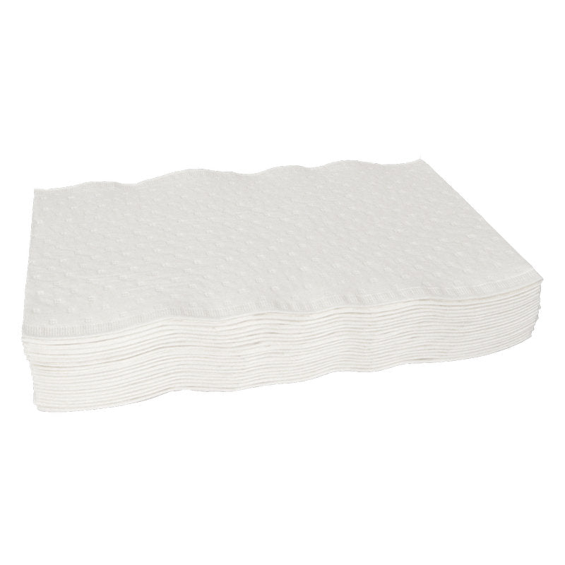 A stack of Abena Re-Seller GmbH disposable washcloths, 3-ply paper, 19x19 cm, white (box with 1800 packs), neatly arranged on a plain white background.