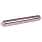 A roll of Abena Re-Seller GmbH cling film, PVC, 8my with white cylindrical end caps is presented against a plain white background, ideal for storing food.