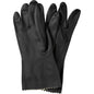 A pair of Abena Re-Seller GmbH household gloves latex, black are layered on a white background and feature a textured grip pattern on the fingers.