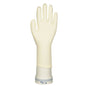 The Abena Re-Seller GmbH cotton gloves with fingers, depicted upright with outstretched fingers and a separated thumb on a white cylindrical stand, are perfect for gardening and occupational safety.