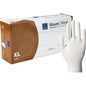 Pictured is a box of Abena Re-Seller GmbH Vinyl Gloves Classic, powder-free, transparent, size XL 9-10 with a white disposable glove upright in front; each box contains 100 gloves.