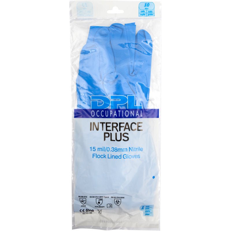 A package of household nitrile gloves, blue, from Abena Re-Seller GmbH - latex-free gloves with size and safety information for safe, comfortable use.