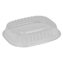 A transparent, rectangular lid from Abena Re-Seller GmbH (14.1 x 16.5 x 3.4 cm) for item 5968, featuring ribbed sides and rounded corners—pack of 250. Ideal as a versatile kitchen accessory.