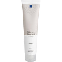 A beige-white 150 ml tube of Abena Re-Seller GmbH skincare ointment, carton (12 packs), features natural ingredients, no dyes or perfume, 41% lipids, vegan formula, dermatologically tested for dry skin.
