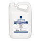 A large white plastic container with a handle and screw cap, labeled "Abena Re-Seller GmbH Liquid Hand Soap, lightly perfumed". The multilingual label provides information about the product.
