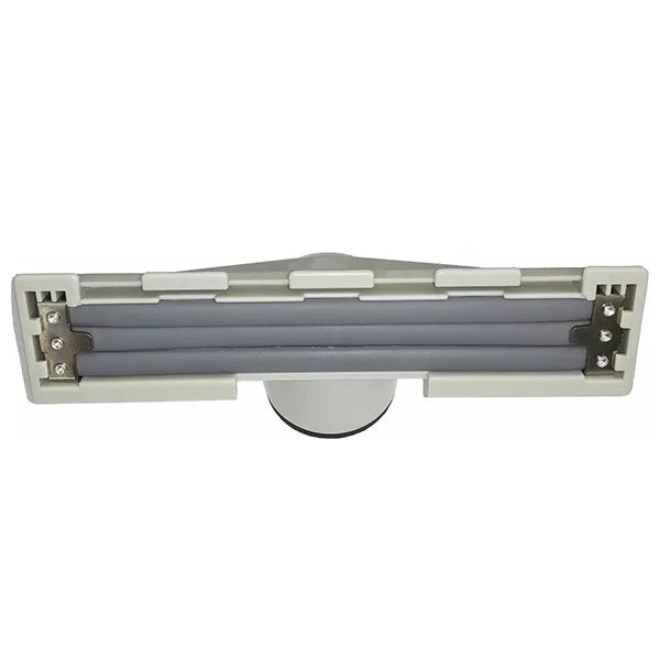 A close-up of the rectangular squeegee head with two rubber blades and a central attachment, included in the Arcora Magic Suction-Tapping Nozzle Universal Suitable For All Vacuum Cleaners by Arcora International GmbH (Box, 1 piece).
