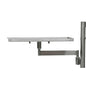 The Novocal tray for defibrillator by Novocal is a rectangular metal tray attached to a vertical pole with a horizontal support arm and brackets underneath, depicted on a plain white background.