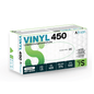 A box of Altruan Vinyl 450 disposable gloves, transparent, size 7S, contains 100 latex-free and powder-free disposable gloves. Complies with standards EN 455 and ISO 374. Brand: Altruan.