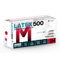 A box of Altruan Latex 500 disposable gloves, natural, 100 pieces, non-sterile, powder-free disposable gloves made from natural rubber with product codes and certifications on the packaging. Brand: Altruan.