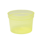 The AMPri PP medical cup 30 ml is a translucent yellow plastic measuring cup made of polypropylene with volume markings on the side. This cylindrically shaped cup has a consistent diameter from top to bottom and stands on a plain white background. The product is available in various colors and includes 2000 pieces per package. It is manufactured by AMPri Handelsgesellschaft mbH.