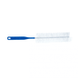 The AMPri urine bottle brush from AMPri Handelsgesellschaft mbH is a long, cylindrical brush with a length of 37 cm, white bristles, and a blue plastic handle. The handle has a hole at the end for hanging. The soft bristles are evenly distributed over the brush and are specially designed for cleaning urine bottles. This product is delivered in a pack of 10 pieces and is available in the colors white/blue.