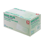 A white box "AMPri BASIC-PLUS OP Mask 3-ply Type II for tying" from AMPri Handelsgesellschaft mbH, containing 50 pieces with long ties. The box contains text in English and German and a picture of a blue face mask on the side.