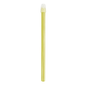 On a white background, an AMPri Dental saliva ejector from AMPri Handelsgesellschaft mbH is visible, available in sizes 130 mm and 150 mm and in various colors. This yellow plastic straw has a transparent plastic cap at one end and is typically used in dental treatments.