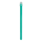 A green AMPri Dental saliva ejector made of plastic, 130 mm or 150 mm in size, with a clear, light blue cap at one end is isolated on a white background.