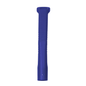 An elongated, cylindrical plastic object in blue, similar to an AMPri MED-COMFORT dental suction cannula for adults by AMPri Handelsgesellschaft mbH, with a wider base and narrower top. Its smooth surface features horizontal grooves along its length for better grip.