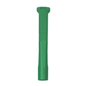 As an AMPri MED-COMFORT dental suction cannula for adults, a green, elongated plastic object is often used, resembling a hollow, cylindrical shape with a flat, slightly wider top. Its surface appears smooth with slight grooves along the length.