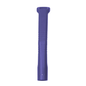 A purple, elongated, cylindrical object with a rounded top and ribbed section in the middle, resembling the AMPri MED-COMFORT dental suction cannulas for adults. The surface is smooth and slightly glossy.