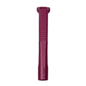 A long, cylindrical object in a purple hue stands vertically against a white background and resembles an AMPri MED-COMFORT dental suction cannula. The object has a narrow top and features grooves in the middle, reflecting the design aesthetic commonly found in modern polypropylene cannulas by AMPri Handelsgesellschaft mbH.