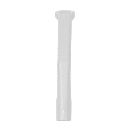 The AMPri MED-COMFORT dental aspiration cannula for adults made of polypropylene, available in various colors, is depicted against a plain white background. The product has a cylindrical shape with a rounded top and an opening at the bottom end.