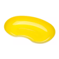 A yellow, kidney-shaped dish with a glossy surface is seen on a white background. The AMPri MED-COMFORT plastic kidney dish 24 cm 600 ml from AMPri Handelsgesellschaft mbH is characterized by smooth, rounded edges and a clean, polished appearance.