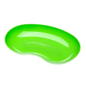 Against a white background, a bright green, kidney-shaped plastic bowl from the AMPri MED-COMFORT plastic kidney bowl 24 cm 600 ml, various colors series by AMPri Handelsgesellschaft mbH is visible. The tray, a practical medical aid, has smooth edges and a shiny surface.