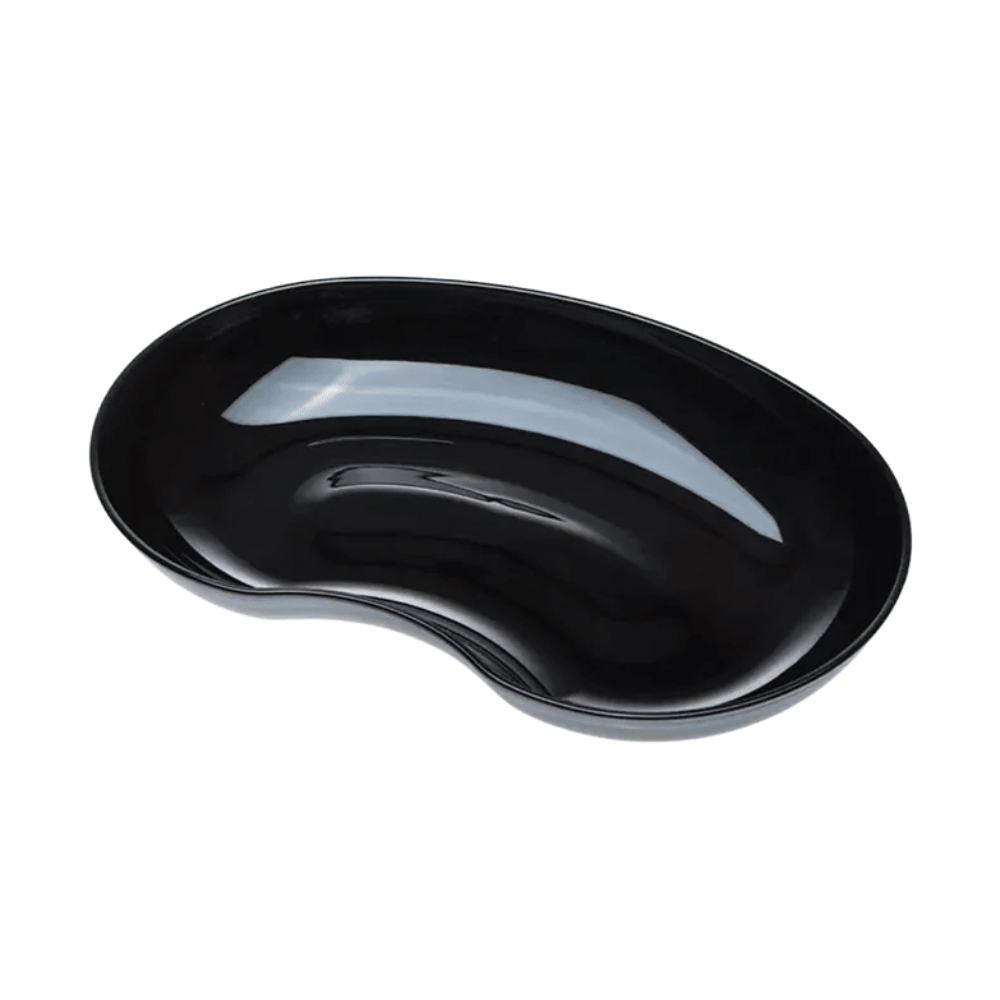 The AMPri MED-COMFORT plastic kidney dish 24 cm 600 ml from AMPri Handelsgesellschaft mbH is a high-quality medical device in glossy black with a smooth, reflective surface.