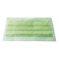 Depicted is a single light green AMPri MED-COMFORT surgical mask for tying Type IIR from AMPri Handelsgesellschaft mbH. This surgical mask features three pleats, ear loops, and visible seams on the edges. The material appears to be a combination of non-woven fabric and melt-blown fabric.