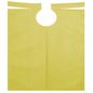 The AMPri patient gown with PE coating from AMPri Handelsgesellschaft mbH is a rectangular yellow plastic apron with a round neck opening and ties at the top, suitable for protection in various environments, including dental treatments.
